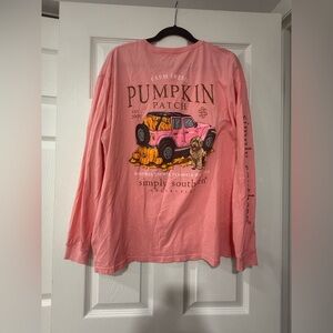 EUC Simply Southern Pink Fall Pumpkin Long Sleeve Shirt